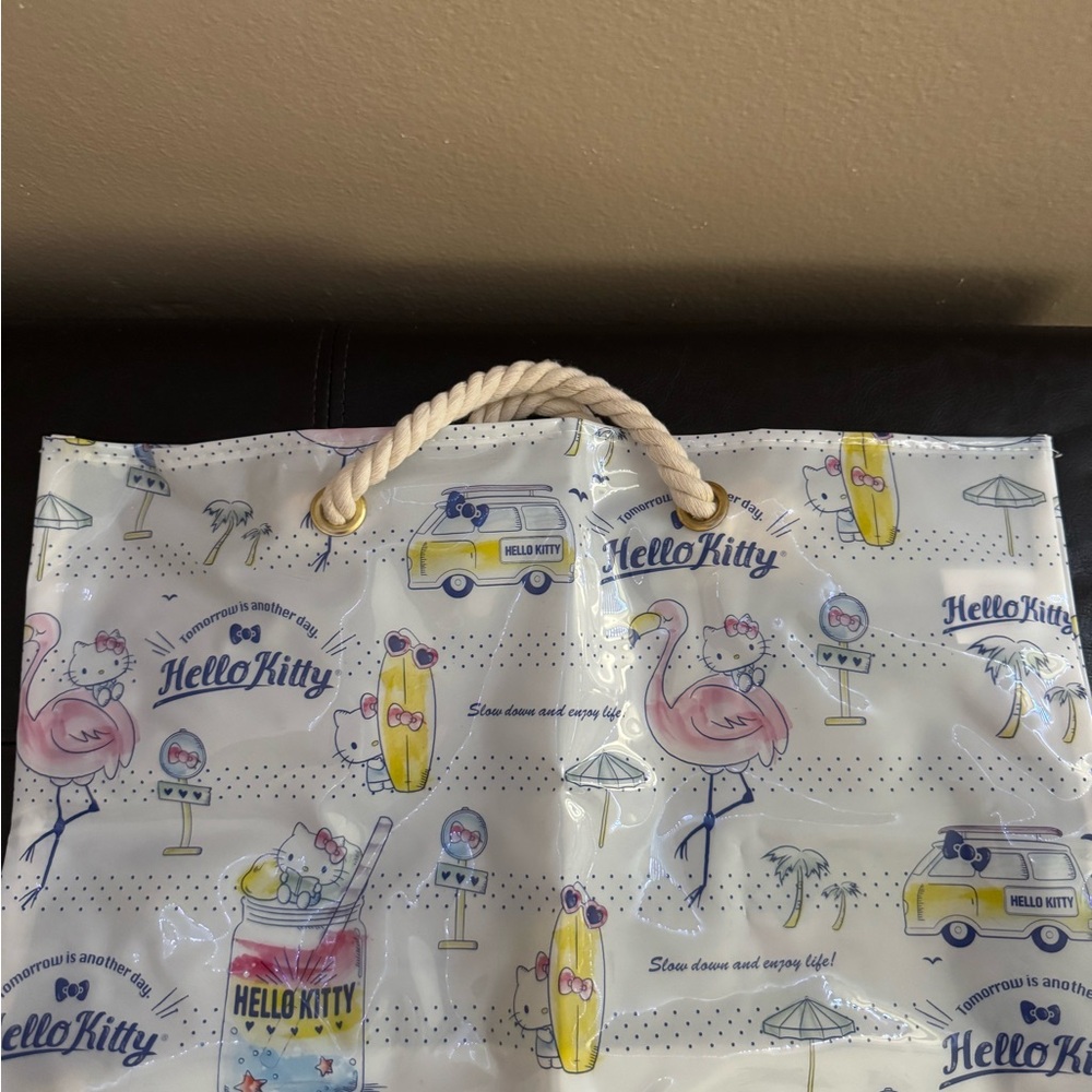 Hello Kitty Tote Bag with Flamingo and Van Print